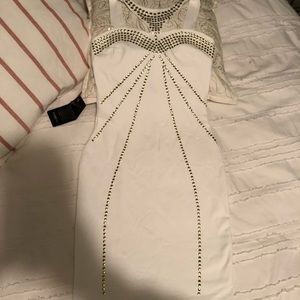 NWT White/Gold bandage dress, Small